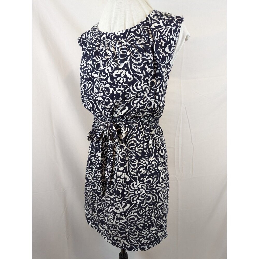 Loft Sz 8 Dress Blue White Floral Woven Tank Knee Length Sleeveless 21858 NWOT